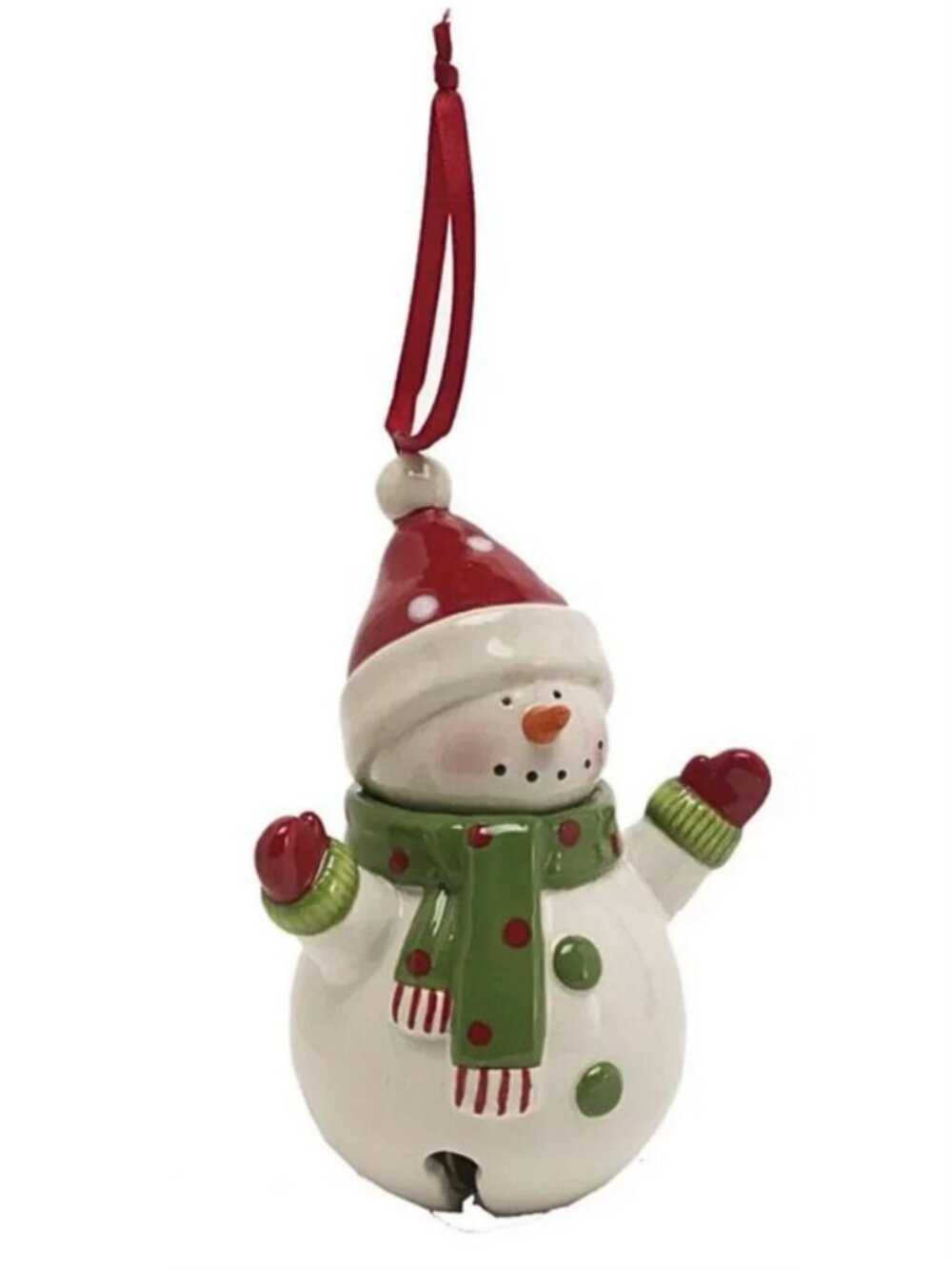 Snowman Ceramic Bell Ornament